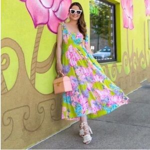 Lilly Pulitzer Vibrant Green Matcha Midi Dress